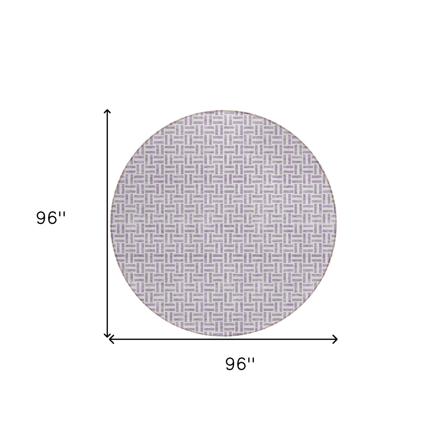 8' Lavender And Silver Round Geometric Washable Indoor Outdoor Area Rug-2
