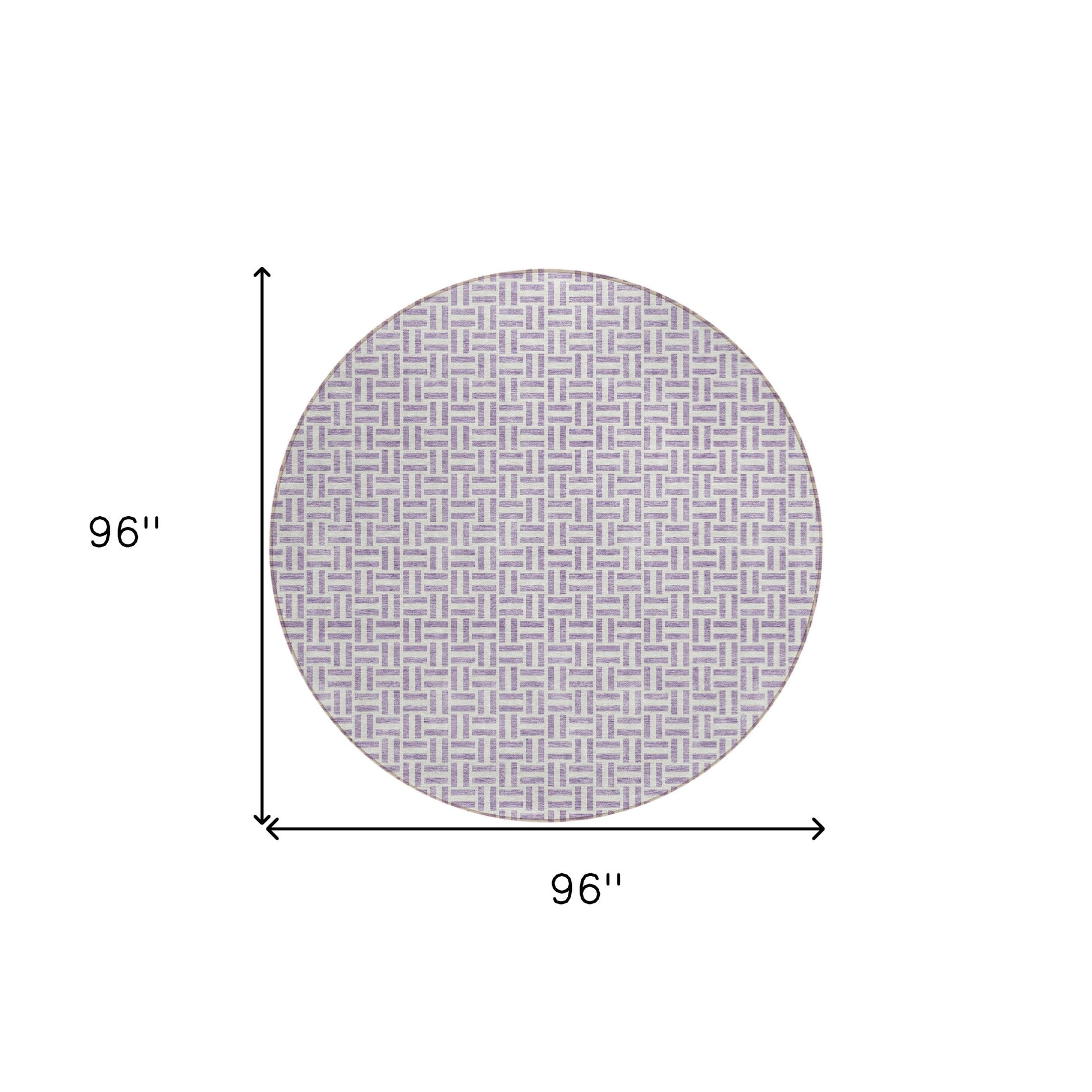 8' Lavender And Silver Round Geometric Washable Indoor Outdoor Area Rug-2